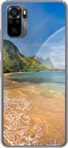 Geschikt voor Xiaomi Redmi Note 10 hoesje - Een mooie regenboog bij Tunnels Beach op Hawaii - Siliconen Telefoonhoesje