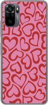 Coque Xiaomi Redmi Note 10 - Une illustration de fond d'écran avec des coeurs rouges - Coque de téléphone en Siliconen