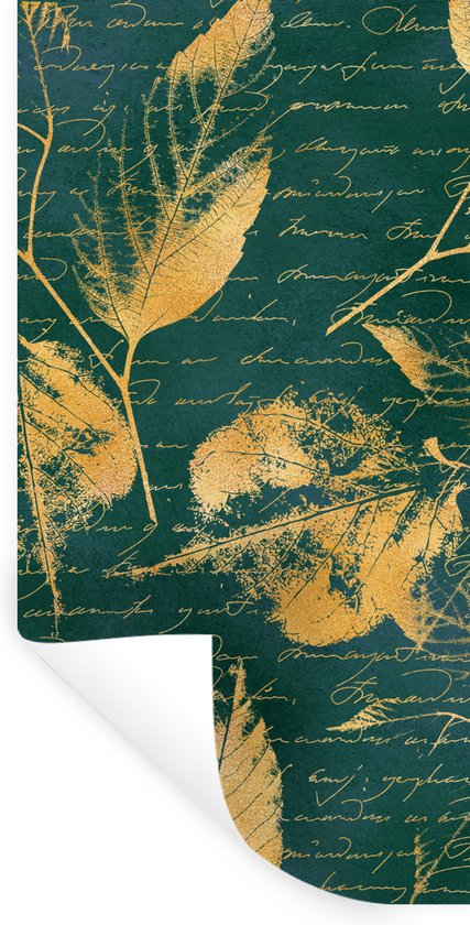 Muurstickers - Sticker Folie - Bladeren - Goud - Groen - 40x80 cm - Plakfolie - Muurstickers Kinderkamer - Zelfklevend Behang - Zelfklevend behangpapier - Stickerfolie