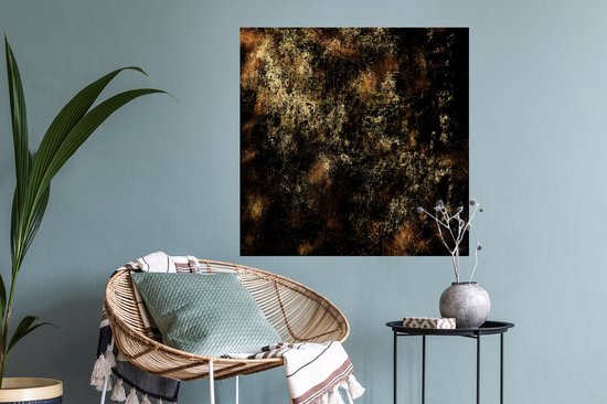 Muurstickers - Sticker Folie - Goud - Zwart - Abstract - 80x80 cm - Plakfolie - Muurstickers Kinderkamer - Zelfklevend Behang - Zelfklevend behangpapier - Stickerfolie