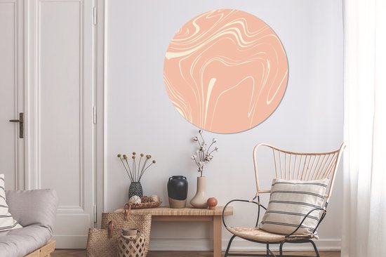 WallCircle - Wandcirkel - Muurcirkel - Marmer - Zalm - Patronen - Aluminium - Dibond - ⌀ 120 cm - Binnen en Buiten XXL