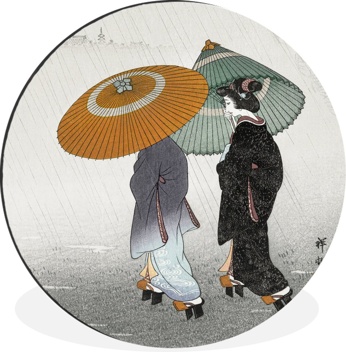 WallCircle - Wandcirkel - Muurcirkel - Vrouwen - Parasol - Kimono - Japandi - Vintage - Al