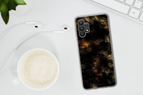 Coque Samsung Galaxy A32 5G - Or - Peinture - Abstrait - Zwart - Coque de téléphone en Siliconen