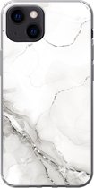 iPhone 13 mini hoesje - Marmer - Wit - Patronen - Siliconen Telefoonhoesje