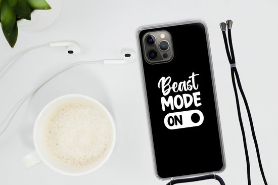 Coque avec cordon iPhone 13 Pro Max - Citation - Zwart - Sport - Siliconen - Bandoulière - Coque arrière avec cordon - Coque pour téléphone avec cordon - Coque avec corde
