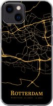 Geschikt voor iPhone 13 hoesje - Rotterdam - Kaart - Gold - Siliconen Telefoonhoesje