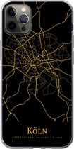 Geschikt voor iPhone 13 Pro Max hoesje - Köln - Kaart - Goud - Siliconen Telefoonhoesje