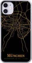 Geschikt voor iPhone 11 hoesje - München - Kaart - Gold - Siliconen Telefoonhoesje