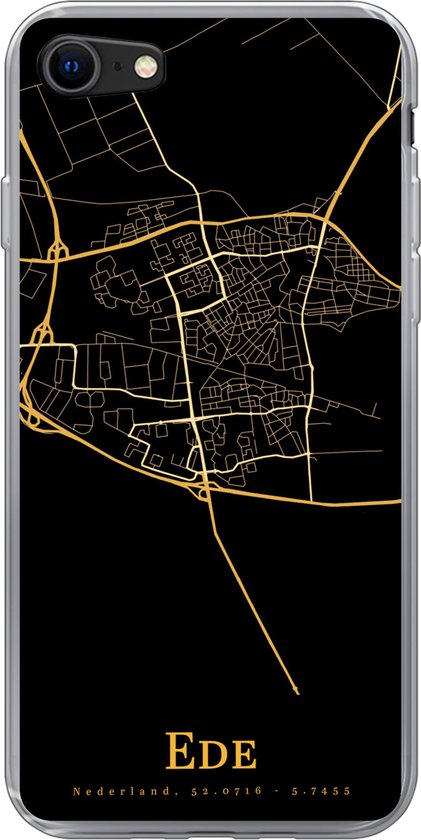 Coque pour iPhone SE 2020 - Ede - Carte - Or - Coque de téléphone en Siliconen