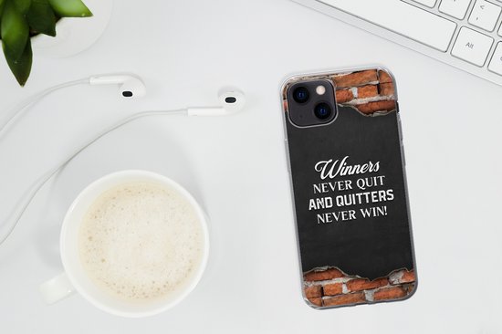 Coque pour iPhone 13 - Les gagnants n'abandonnent jamais et les lâcheurs ne gagnent jamais - Proverbes - Citations - Coque de téléphone en Siliconen