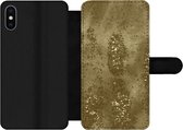 Bookcase Geschikt voor iPhone XS Max telefoonhoesje - Goud - Glitter - Structuur - Met vakjes - Wallet case met magneetsluiting