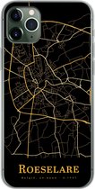 Geschikt voor iPhone 11 Pro Max hoesje - Roeselare - Kaart - Goud - Siliconen Telefoonhoesje