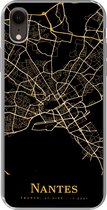Geschikt voor iPhone XR hoesje - Nantes - Kaart - Goud - Siliconen Telefoonhoesje