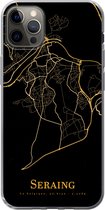 Geschikt voor iPhone 13 Pro Max hoesje - Seraing - Kaart - Goud - Siliconen Telefoonhoesje