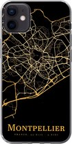 Geschikt voor iPhone 12 mini hoesje - Montpellier - Kaart - Goud - Siliconen Telefoonhoesje