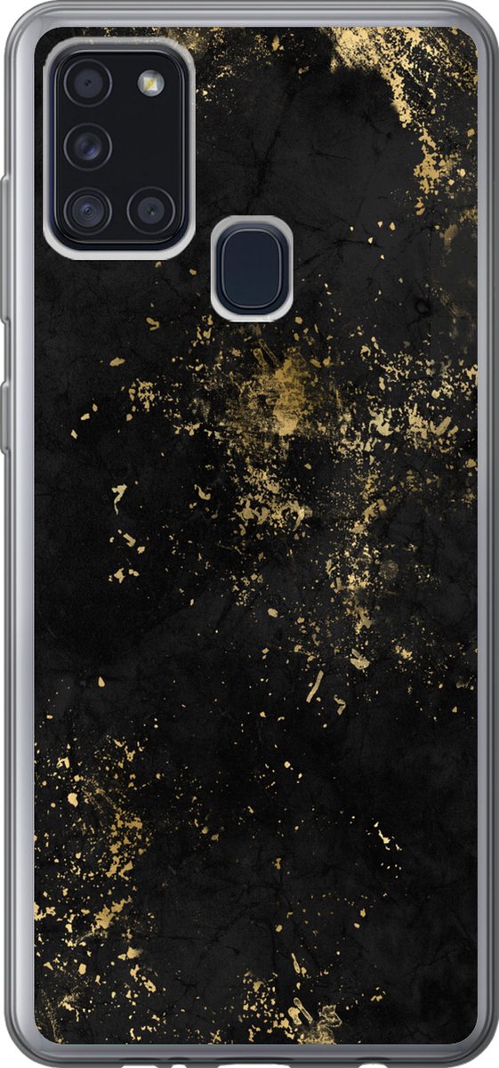Telefoonhoesje Geschikt voor Samsung Galaxy A21s hoesje - Gold - Luxe - Vintage - Zwart - Siliconen Telefoonhoesje Telefoonhoesje