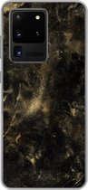 Geschikt voor Samsung Galaxy S20 Ultra hoesje - Goud - Glitter - Zwart - Siliconen Telefoonhoesje