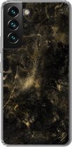 Geschikt voor Samsung Galaxy S22 hoesje - Goud - Glitter - Zwart - Siliconen Telefoonhoesje