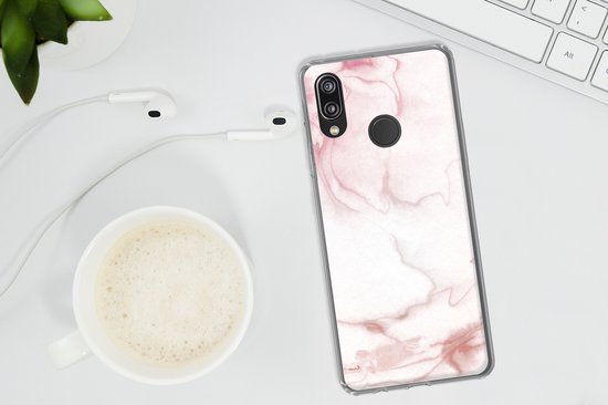 Coque Huawei P20 Lite (2020) - Marbre - Rose - Rouge - Coque de téléphone en Siliconen