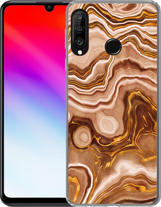 Coque Huawei P30 Lite - Imprimé Marbre - Doré - Motifs - Coque de Téléphone en Siliconen -