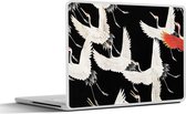 Laptop sticker - 13.3 inch - Kraanvogel - Rood - Wit - Japandi - 31x22,5cm - Laptopstickers - Laptop skin - Cover