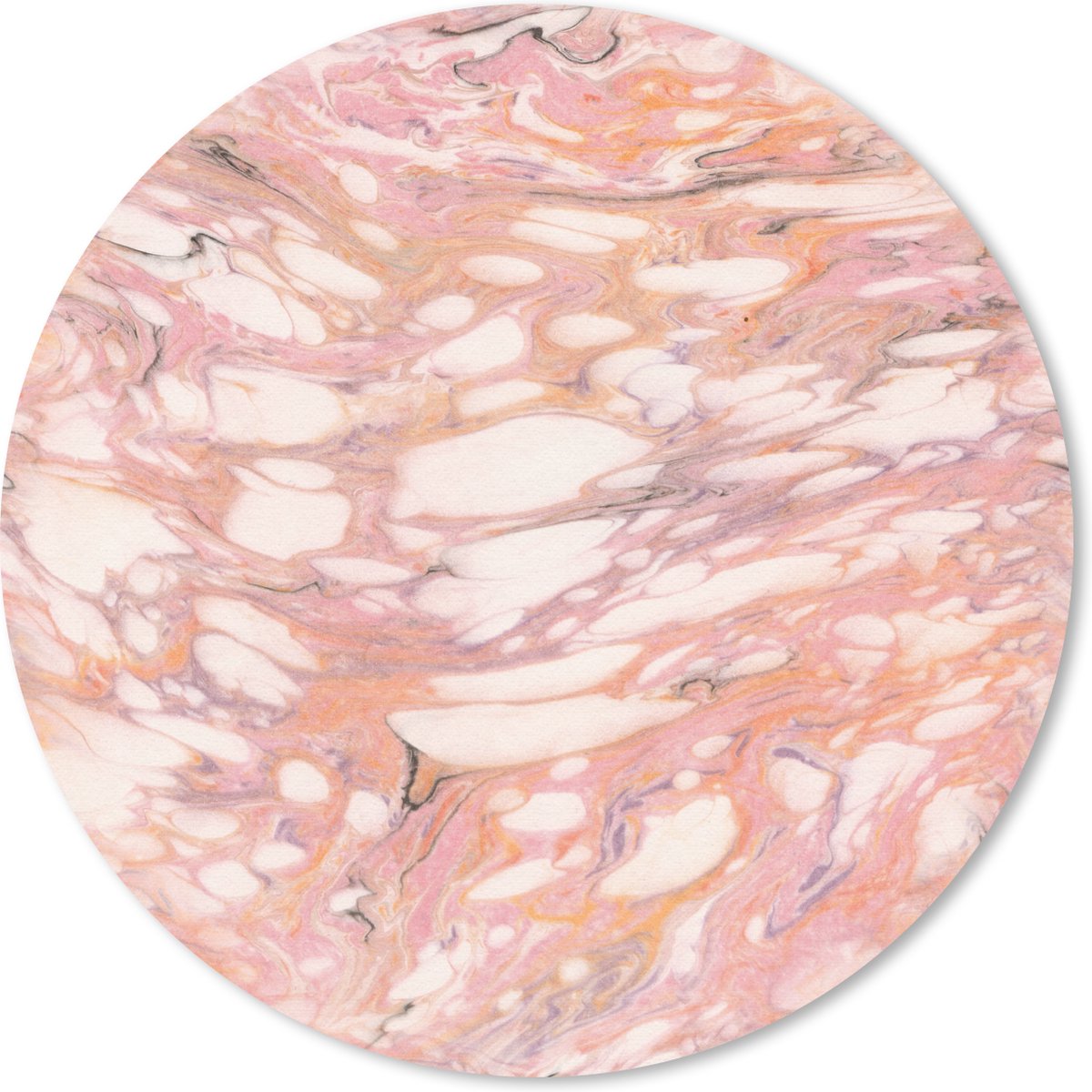 Muismat rond 20x20 cm - Mousepad Marmer - Roze - Bellen - Ronde muismatten