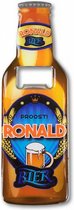 flesopener Ronald 8,5 x 6 cm staal bruin/blauw