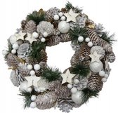 kerstkrans 33 cm wit/groen