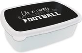 Broodtrommel Wit - Lunchbox Life is simple, eat sleep play football - Quotes - Spreuken - Voetbal - Brooddoos 18x12x6 cm - Brood lunch box - Broodtrommels voor kinderen en volwassenen