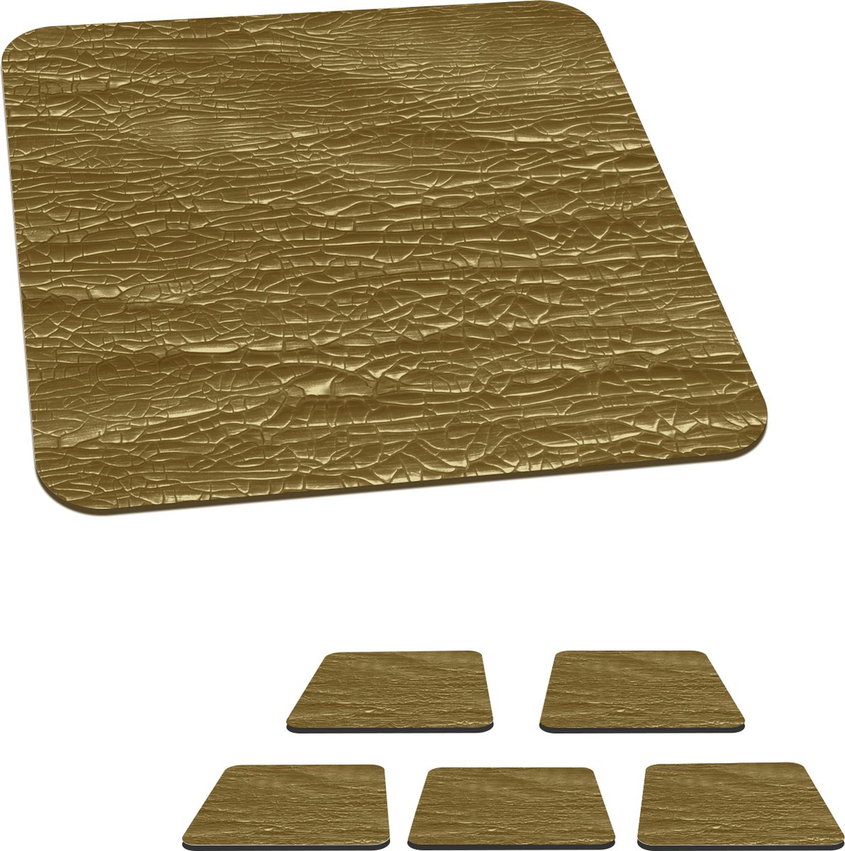 Onderzetters voor glazen - Goud - Verf - Abstract - 10x10 cm - Glasonderzetters - 6 stuks