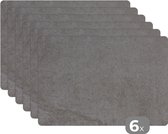Placemat - Placemats kunststof - Beton - Grijs - Muur - Stippen - 45x30 cm - 6 stuks - Hittebestendig - Anti-Slip - Onderlegger - Afneembaar