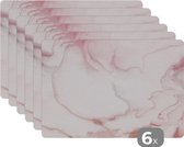 Set de table - Imprimé marbré - Rouge - Rose - 45x30 cm - 6 pièces - Résistant à la chaleur - Antidérapant - Coussinet - Amovible