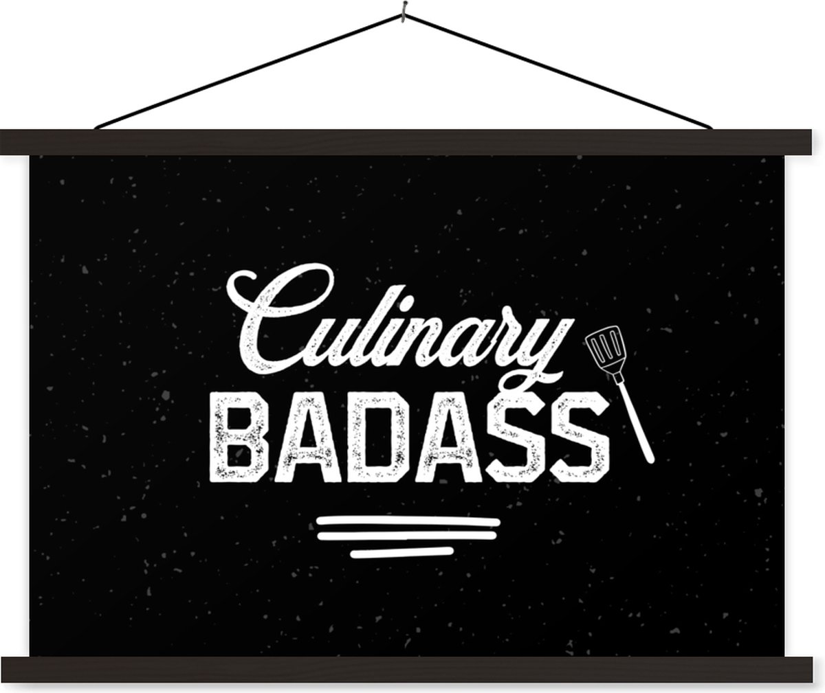 Posterhanger incl. Poster 90x60 cm - Schoolplaat - Quote - Chef - Koken - Frituren - BBQ -