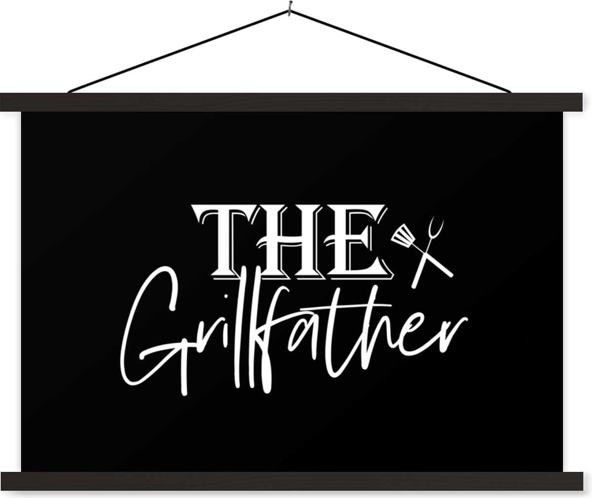 Posterhanger incl. Poster 120x80 cm - Schoolplaat - Spreuken - Grill - Koken - Vader - Bar