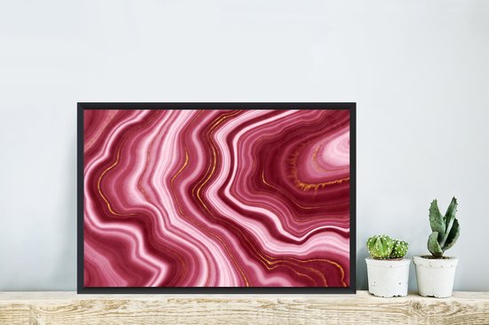 Cadre photo avec poster - Marbre - Rose - Or - 60x40 cm - Cadre poster