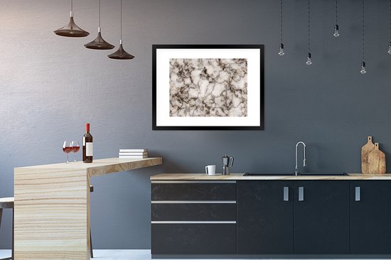 Fotolijst incl. Poster - Marmer - Zwart - Goud - 80x60 cm - Posterlijst