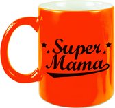 Mug / tasse cadeau texte Super maman - orange fluo - 330 ml - fête des mères / anniversaire