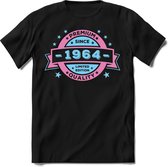 1964 Premium Quality | Feest Kado T-Shirt Heren - Dames | Licht Roze - Licht Blauw | Perfect Verjaardag Cadeau Shirt | Grappige Spreuken - Zinnen - Teksten | Maat M