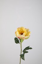 Kunstbloem Pioen - topkwaliteit decoratie - Geel - zijden tak - 52 cm hoog