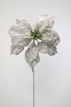 Kunstbloem Poinsettia - topkwaliteit decoratie - Wit - zijden tak - 71 cm hoog
