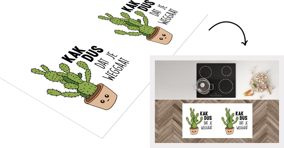 KitchenYeah Keukenloper - Loper keuken - Cactus - Afscheid collega - Quote - 120x60 cm - Keukenloper vinyl Multicolor