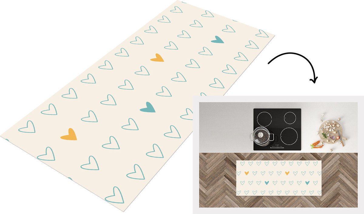 Keukenloper - Loper keuken - Minimalisme - Patroon - Baby - Hart - 120x50 cm - Keukenloper