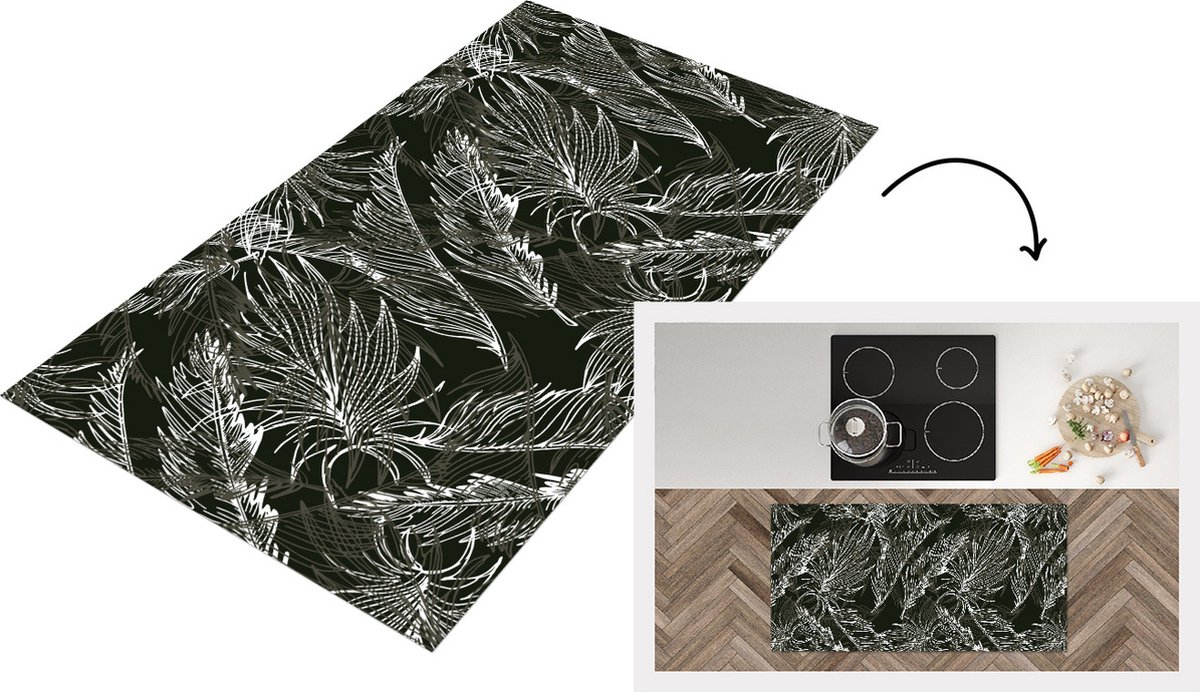 KitchenYeah Keukenloper - Loper keuken - Palmblad - Tropisch - Design - Hawaii - 120x60 cm - Keukenloper vinyl Multicolor