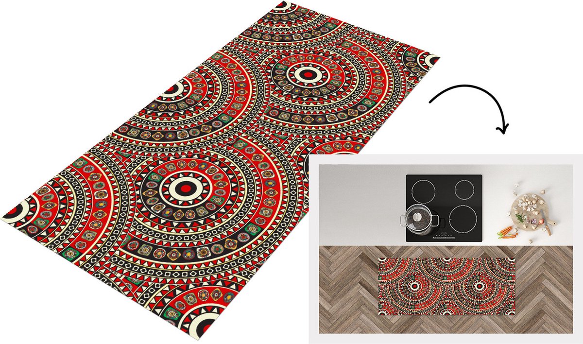 KitchenYeah Keukenloper - Loper keuken - Patronen - Mandala - Australië - 120x50 cm - Keukenloper vinyl Multicolor