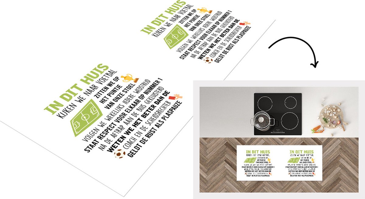 KitchenYeah Keukenloper - Loper keuken - Quotes - In dit huis kijken we naar voetbal - Spreuken - Voetbal - 120x50 cm - Keukenloper vinyl Multicolor