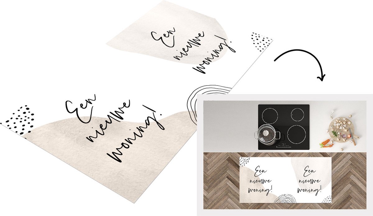KitchenYeah Keukenloper - Loper keuken - Quotes - Nieuwe woning - Verhuizen - 120x60 cm - Keukenloper vinyl Multicolor