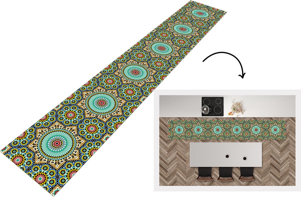 Keukenloper - Loper keuken - Mozaïek - Patronen - Mandala - 300x50 cm - Keukenloper vinyl