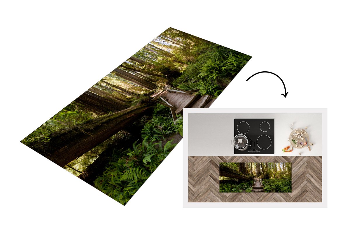 KitchenYeah Keukenloper - Loper keuken - Trap van gevallen bomen in jungle - Keukenloper vinyl Multicolor