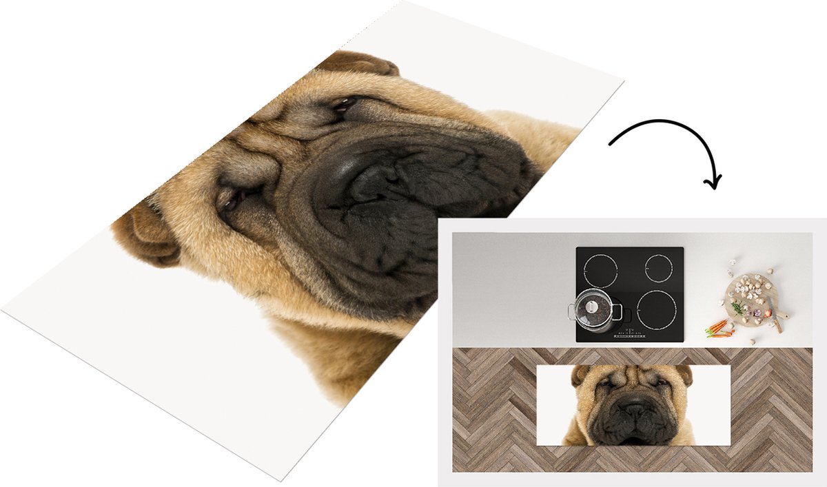 KitchenYeah Keukenloper - Loper keuken - Rimpel hond - Sharpei - Baby - Jong - Babykamer - Kinderkamer - Keukenloper vinyl Multicolor