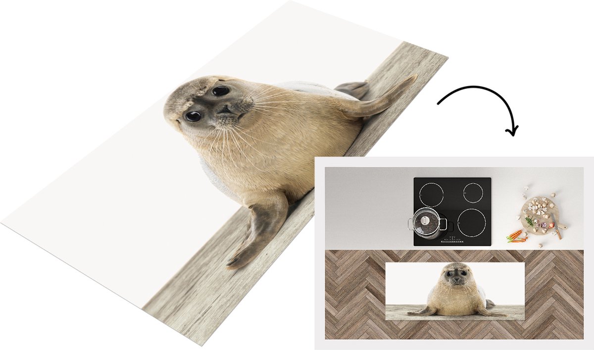 KitchenYeah Keukenloper - Loper keuken - Babykamer - Zeehond - Slaapkamer - woonkamer - 120x50 cm - Keukenloper vinyl Multicolor